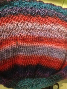 diagonal rib and stockingette stitches