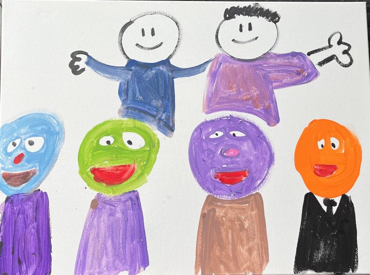 Ted Harris and John Paul Gomez display some of their puppets